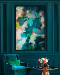 Teal Art Abstract Botanical Painting Tropical Print Emerald Green Wall Art Large Canvas Boho Decor, Floral Art Print Colorful Painting Abstract Living Room Bedroom Wall Decor Floral Wall Art Colorful Abstract Painting Large Canvas Bold Wall Art Boho Decor, Floral Painting, Julia Apostolova, Abstract Wall Art, Large Wall Art, Modern Decor, sage green wall art, mother's day gift, exotic decor, zen wall art, zen painting, large art, trendy decor, interior, hallway, spring decor, art gift