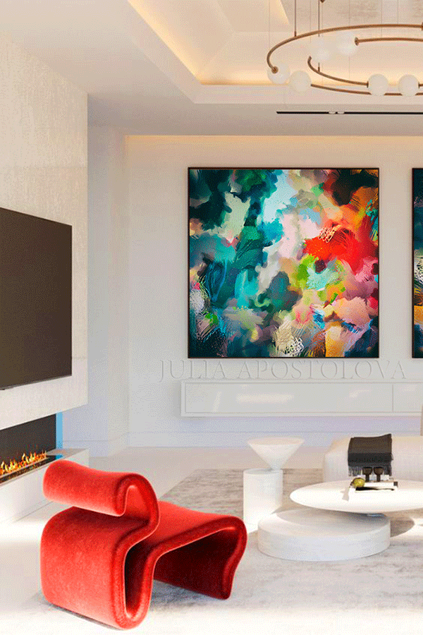 Exotic Gardens, Colorful Painting, Bold Wall Art Canvas Print, Floral Abstract by Julia Apostolova, Abstract Painting, Large Canvas, Rich Color Wall Art Decor, Modern Decor, Abstract Print, Bold Wall Decor, Dinner Room, Abstract Canvas, Bold Art, Abstract Floral Art, Colorful Wall Decor, Teal Abstract Painting, Fine Art Print, Modern Decor, Living Room, Interior Decor, Trend Art, Home Decor, Floral Art, Design, Interior Designer, Large Wall Art, Fine Artist, dining room, kids room, interior