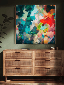 Exotic Gardens, Colorful Painting, Bold Wall Art Canvas Print, Floral Abstract by Julia Apostolova, Abstract Painting, Large Canvas, Rich Color Wall Art Decor, Modern Decor, Abstract Print, Bold Wall Decor, Dinner Room, Abstract Canvas, Bold Art, Abstract Floral Art, Colorful Wall Decor, Teal Abstract Painting, Fine Art Print, Modern Decor, Living Room, Interior Decor, Trend Art, Home Decor, Floral Art, Design, Interior Designer, Large Wall Art, Fine Artist, dining room, kids room, interior