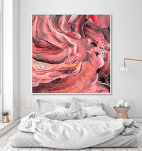 Coral Pink Wall Art Floral Abstract Painting Blush Pink Canvas 'Dancing Blossom' by Julia Apostolova, bedroom art, coral interior, coral canvas art, coral blush pink, coral and pink, coral abstract painting, coral abstract art, home decor, living room home, girls room decor, gift for her