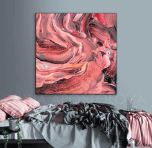 Coral Pink Wall Art Floral Abstract Painting Blush Pink Canvas 'Dancing Blossom' by Julia Apostolova