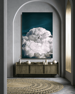 Teal Cloud Wall Art Painting Canvas Print Large Modern Trend Decor Abstract Clouds Dark Teal Decor.Teal Wall Art in living room decor setting. Dark Teal Art in office decor. Dark Teal Painting Abstract in Boho Decor Large Cloud Wall Art on high qualify Canvas from Original Cloud Painting by artist Julia Apostolova, perfect Teal Wall Art Trend Decor for Bedroom, Living room Office, Hotel, Restaurant, also ideal gift for him