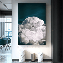  Teal Cloud Wall Art Painting Canvas Print Large Modern Trend Decor Abstract Clouds Dark Teal Decor.Teal Wall Art in living room decor setting. Dark Teal Art in office decor.  Dark Teal Painting Abstract Large Cloud Wall Art on high qualify Canvas from Original Cloud Painting by artist Julia Apostolova, perfect Teal Wall Art Trend Decor for Bedroom, Living room Office, Hotel, Restaurant, also ideal gift for him 