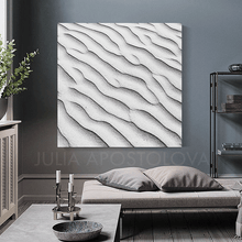 Sand Ripples Black White Wall Art Abstract Geometric Large Canvas Print Trending Minimal Art Decor