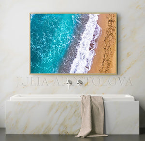 Aerial Beach View Drone Photography Ocean Canvas Print Sand Beach, Turquoise Waters, Relaxing Decor, Aerial Beach ocean abstract art, Ocean Waves Aerial Photography Coastal Wall Art Zen Decor Turquoise Waters Canvas Print, Julia Apostolova, Greece, Greek Icelands, Aerial Beach, Zen, Bedroom Art, Art for Him, Office Decor, Sand Beach, Spa Decor, Piliates Gift, zen wall art, coastal, zen decor, Ocean Waves, zen abstract, watercolor, water wall art, Coastal Decor, Summer, Turquoise and Gold, large aerial photo