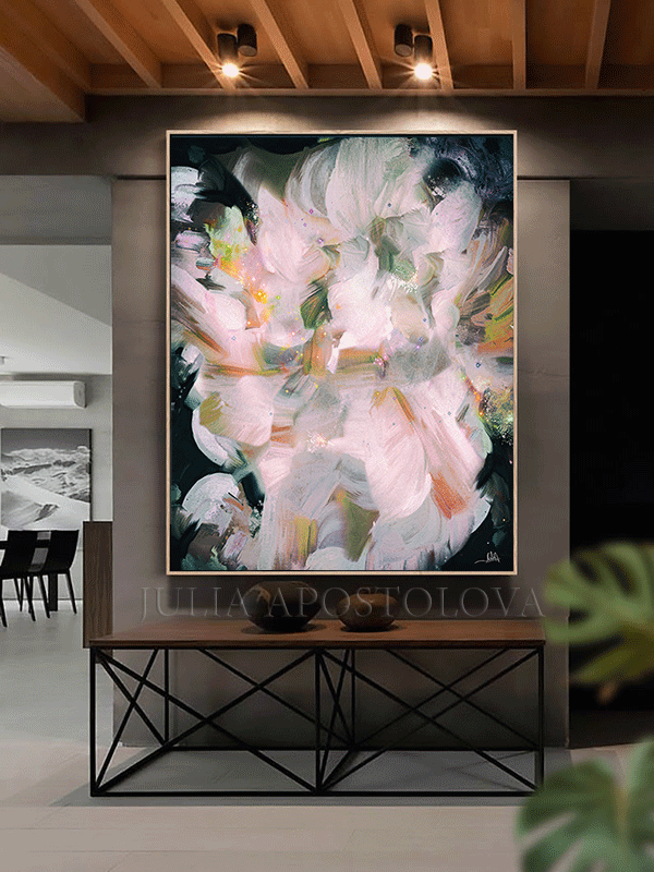 Elegant Abstract Floral Painting French Fragrance Canvas Print, Large Wall Art, Modern Decor, black and beige, beige cream wall art, julia apostolova, light pink wall art, light pink, black and light pink, black and pink, oil wall art, neutral wall decor, neutral wall art, neutral painting, neutral decor, neutral art, neutral colors, elegant colors, pastel colors, pastel wall art, zen wall art, zen painting, pastel abstract, pastel canvas prints, neutral canvas print, abstract floral wall art, trendy, warm