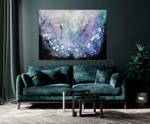 Abstract Floral Painting, 'Memories of Provence', Extra Large Wall Art , Julia Apostolova, Textured Canvas, Modern Decor, Elegant Paintin, Floral Wall Art, Interior, Decor, Art for Her, Landscape Art, French Art, Lavender ART, Landscape Abstract, Modern Wall Art, Interior Design, Bedroom Art, Living Room Wall Art Decor, Art Gift, Textured Painting, Black and Purple, Black and Lilac