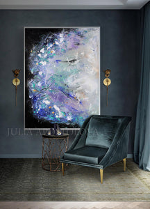 Abstract Floral Painting, Extra Large Wall Art , Julia Apostolova, Textured Canvas, Modern Decor, Elegant Paintin, Floral Wall Art, Interior, Decor, Art for Her, Landscape Art, French Art, Lavender ART, Landscape Abstract, Modern Wall Art, Interior Design, Bedroom Art, Living Room Wall Art Decor, Art Gift, Memories of Provence, Textured Painting, Black and Purple, Black and Lilac