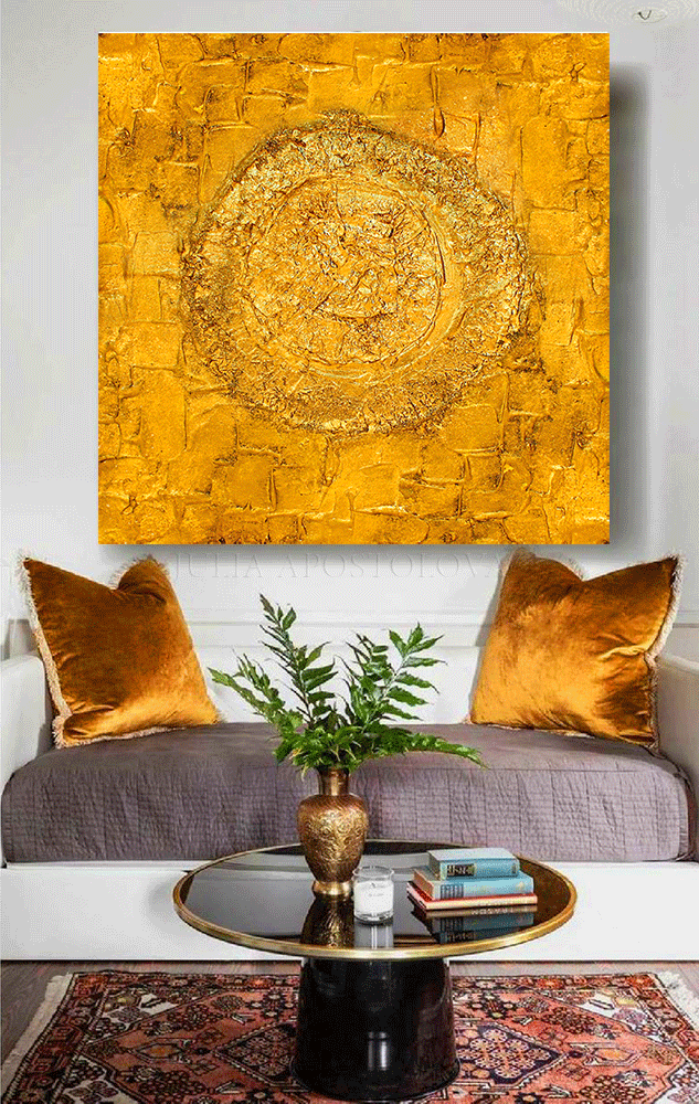 Orange Yellow Abstract Art Oversized Abstract Wall Art Large Painting Canvas