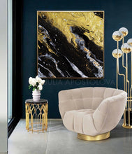 Luxury Decor, Interior, Black Gold Abstract Wall Art Contemorary Home Decor, Modern Design Canvas Painting, Black and Gold, Gold Leaf Painting, Gold Leaf Abstract Art, Gold Leaf Abstract Painting, Modern Art, Abstract Print, Ready To Hang, Large Wall Art, Art Print on Canvas, Black and Gold Painting, Contemporary Art by Julia Apostolova, modern design, interior, interior design ideas, interior designer, Fluid Abstract Art, Fluid Abstract Painting, Canvas, living room, home and office decor
