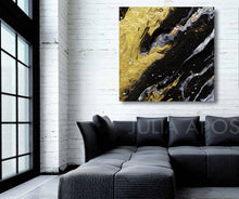 Black Gold Abstract Wall Art Contemorary Home Decor, Modern Design Canvas Painting, Black and Gold, Gold Leaf Painting, Gold Leaf Abstract Art, Gold Leaf Abstract Painting, Modern Art, Abstract Print, Ready To Hang, Large Wall Art, Art Print on Canvas, Black and Gold Painting, Contemporary Art by Julia Apostolova, modern design, interior, interior design ideas, interior designer, Fluid Abstract Art, Fluid Abstract Painting, Canvas, living room, home and office decor