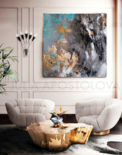 Extra Large Wall Art Set of Two Abstract Paintings 2 Canvas Prints Black Gold Teal Julia Apostolova, Large Wall Art, Gold  Leaf, Abstract Painting, Gray Gold Turquoise Black, Watercolor Abstract, Canvas Print, Modern Wall Decor, Calm After The Storm, Julia Apostolova, interior, design, home decor, interior design, art collector