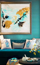  Gold Leaf, White Gold Black Turquoise, Abstract Painting, Watercolor Abstract, Canvas Print, Modern Wall Decor, Julia Apostolova, Extra Large Wall Art, Abstract Painting, Canvas Print Black Gold Teal Julia Apostolova, Large Wall Art, interior, design, home decor, interior designer, art collector