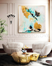 Gold Leaf, White Gold Black Turquoise, Abstract Painting, Watercolor Abstract, Canvas Print, Modern Wall Decor, Julia Apostolova, Extra Large Wall Art, Abstract Painting, Canvas Print Black Gold Teal Julia Apostolova, Large Wall Art, interior, design, home decor, interior designer, art collector