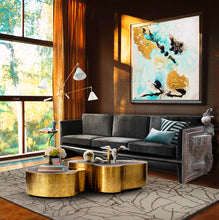  Gold Leaf, White Gold Black Turquoise, Abstract Painting, Watercolor Abstract, Canvas Print, Modern Wall Decor, Julia Apostolova, Extra Large Wall Art, Abstract Painting, Canvas Print Black Gold Teal Julia Apostolova, Large Wall Art, interior, design, home decor, interior designer, art collector