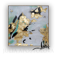 Original Painting, Black White Gold Wall Art Elegant Gold Leaf Abstract Painting by Julia Apostolova, Elegant Painting, Luxury Decor, Interior, Glam Decor, Interior Designer, Interior Design, LivinRoom Decor, Bedroom, Office Decor, Art Gift for Her, Large Wall Art, White Black and Teal