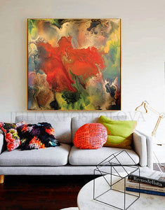 Floral Abstract Wall Art, Modern Painting Canvas Print Contemporary Home Art Decor, Julia Apostolova, floral abstract, interior, spring decor
