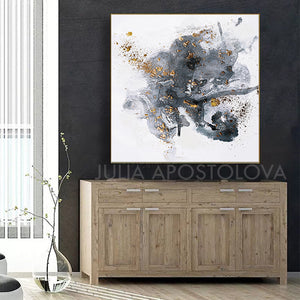 Modern Watercolor Painting, Gray Black White Gold Abstract Wall Art Canvas Print, Office Decor, Home Decor, Embellished Canvas, Interior, Julia Apostolova, Gold Leaf Abstract, Original Painting, Watercolor Painting, Minimalsit, Minimal Art, Large WallArt, Black and White, Abstract Watercolor, Livingroom Decor, Bedroom Art, Trendy Wall Art, Art Gifts, Shining Accents, Textures, Textured Canvas, embellished art, Gray Abstract, Hotel Decor, Minimal Artwork