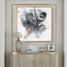 Modern Watercolor Painting, Gray Black White Gold Abstract Wall Art Canvas Print, Office Decor, Home Decor, Embellished Canvas, Interior, Julia Apostolova, Gold Leaf Abstract, Original Painting, Watercolor Painting, Minimalsit, Minimal Art, Large WallArt, Black and White, Abstract Watercolor, Livingroom Decor, Bedroom Art, Trendy Wall Art, Art Gifts, Shining Accents, Textures, Textured Canvas, embellished art, Gray Abstract, Hotel Decor, Minimal Artwork