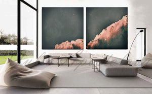 set of two cloud paintings, cloudscape, 2 wall art, scandinavian design, nordic style, minimal wall art, minimalist painting, cloud print, cloudscape wall art, dreamy art, scandinavian art, nordic design, scandinavian design style, julia apostolova, gray, grey, rose gold, pink, watercolour, watercolor print, modern wall decor, wall art decor, wall art, contemporary two abstract prints, abstract painting, modern decor, canvas prints, zen, bedroom painting, minimalist art, bedroom art, livingroom, bathroom