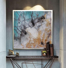 Watercolor Abstract Painting Gold Leaf Canvas Art, gold leaf watercolor, julia apostolova, iceland painting, abstract watercolor, seascape abstract, seascape, abstract seascape painting, Iceland from Above office wall art, gold leaf abstract canvas, gold leaf abstract art, interior decor, livingrom, interior designer, modern decor, office decor, luxury art