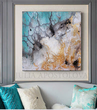 Watercolor Abstract Painting Gold Leaf Canvas Art, gold leaf watercolor, julia apostolova, iceland painting, abstract watercolor, seascape abstract, seascape, abstract seascape painting, Iceland from Above  office wall art, gold leaf abstract canvas, gold leaf abstract art, interior decor, livingrom, interior designer, modern decor, office decor, luxury art