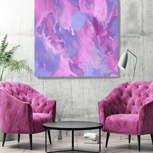 Lilac Pink Wall Art, Large Abstract Canvas Print, Romantic Painting ''Lilac Moon'' Art Gift for her