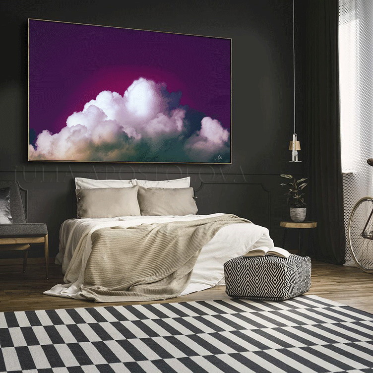 Purple Wall Art Magenta Painting Fuchsia Art Cloud Painting Print Large Cloud Canvas Wall Art Decor, Magenta Cloud Wall Art Fuchsia Painting, Celestial Canvas Cloud Print, Extra Large Purple Trend Decor, Julia Apostolova, fuchsia wall decor, purple painting, purple decor, purple canvas art, art gifts for her, art gift for friends, art gift, art for master bedroom, abstract painting, abstract print, huge abstract art, Fuchsia Cloudscape Abstract Wall Art. Contemporary Art Abstract Canvas Print Bedroom