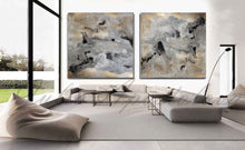 Diptych, Milky Way, Gold Leaf, Abstract Painting, Gray Gold Black, Watercolor Abstract, Canvas Print, Modern Wall Decor, Julia Apostolova, Extra Large Wall Art, Set of Two Abstract Paintings, 2 Canvas Prints Black Gold Teal Julia Apostolova, Large Wall Art, interior, design, home decor, interior designer, art collector