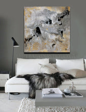 Watercolor Abstract, Gray Gold Black Art, Gold Leaf Painting Print 'Milky Way' Part 1 by Julia Apostolova, Interior Decor, Contemporary Art, Hotel Lobby Decor, Office Decor, Wall Art, Luxury Art Decor, Glam Decor, Gold Leaf Wall Art Abstract Watercolor Canvas, Bedroom, Living Room