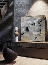 Watercolor Abstract, Gray Gold Black Art, Gold Leaf Painting Print 'Milky Way' Part 1 by Julia Apostolova, Interior Decor, Contemporary Art, Hotel Lobby Decor, Office Decor, Wall Art, Luxury Art Decor, Glam Decor, Gold Leaf Wall Art Abstract Watercolor Canvas