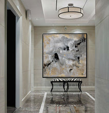 Watercolor Abstract, Gray Gold Black Art, Gold Leaf Painting Print 'Milky Way' Part 1 by Julia Apostolova, Interior Decor, Contemporary Art, Hotel Lobby Decor, Office Decor, Wall Art, Luxury Art Decor, Glam Decor, Gold Leaf Wall Art Abstract Watercolor Canvas