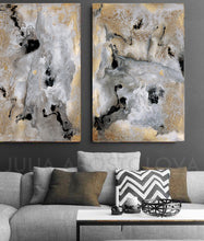 milky way, gold leaf painting, julia apostolova art, gold leaf art, interior, set of 2, black grey gold, watercolour, modern decor, happy clients, watercolor print, modern wall decor, wall art decor, wall art, contemporary two abstract prints, two abstract paintings, modern decor, canvas prints, golden accents, metallic accents, golden details, shining accents, sparkle art, interior design