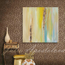 Yellow Gold Blue Abstract Print, Gold Leaf, Interior Designer, Minimalist Painting, Interior, Design, Decor, Modern, Livingroom, Large Wall Art, ''The Light Of Peace Love And Hope'' Part 2