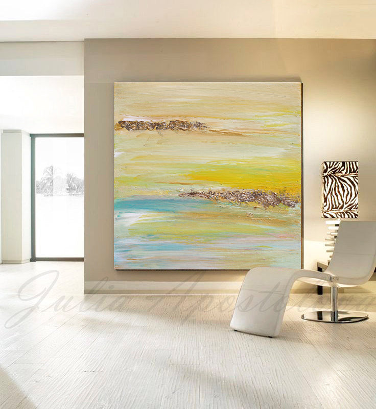 Extra Large Wall Art Set of Two Abstract Paintings 2 Canvas Prints