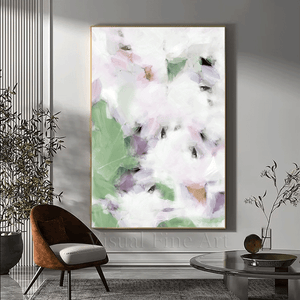 Minimalist Abstract Wall Art with Pastel Colors Sage Green Art Floral Painting ''Sense of Provence''