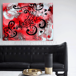 Music Print, Music Painting, Musical Notes Abstract Art Canvas, Perfect Musician Gift or Music Lover