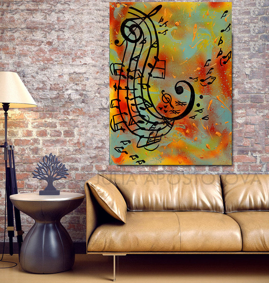 Musical Note Poster Print – A4 Or A3 Size, Black Floral Design, Wall Art For Music Lovers