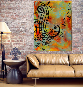 Musical Notes Abstract Art Canvas Print, Music Painting Perfect Gift for Musicians and Music Lovers