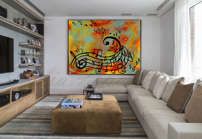 Musical Notes Abstract Art Canvas Print, Music Painting Perfect