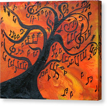 Musical Tree Abstract Painting with Musical Notes, Canvas Wall Art Print, Music Gift, Modern Decor
