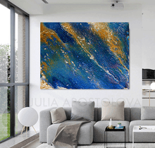 Navy Blue Abstract Ocean Painting with Gold, Galaxy Wall Art, Navy Blue and Gold, large print, Space Canvas Art Print Julia Apostolova, Navy Blue and Gold, Gold Leaf Canvas Print, galaxy watercolor, navy blue abstract, navy blue gold leaf, artcelestial abstract watercolor, walldecor, wall decor, wall art for lounge room, wall art, gold leaf print, gold leaf painting print, trending decor, trending art, trend decor, large painting on canvas large, living room decor, interior decor, interior, hotel lobby