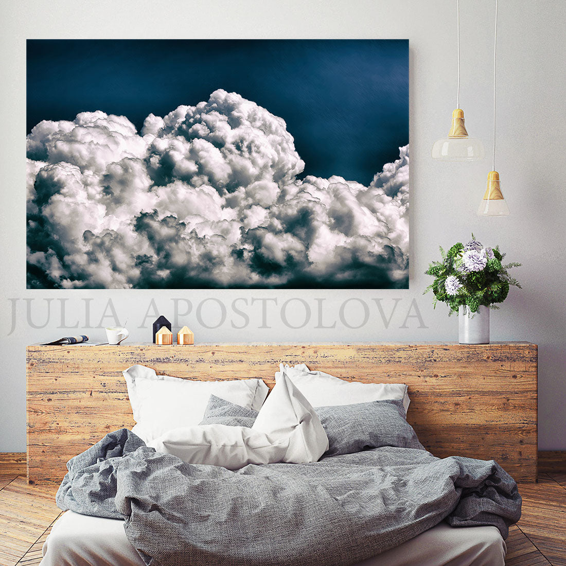 Teal Painting Abstract Celestial Cloud Wall Art Extra Large Canvas Art –  Julia Apostolova