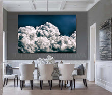Navy Blue Painting, Cloud Wall Art, Julia Apostolova, Abstract Cloudscape, Trend Art, Textured Canvas, Dark Blue Wall Art, Large Cloud Painting, Cloud Oil Painting, Bedroom Decor, Interior, Trendy, Trend Decor, Living Room, Blue Painting, Blue Art, Naby Blue Decor, Art over Bed, Large Wall Art, Interior Designer, Dinning Room