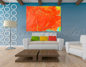 Orange Wall Art, Minimalist Painting, Abstract Canvas Print, Orange Wall Decor, Julia Apostolova, Orange Painting, Orange Abstract, Minimal Wall Art, Interior Designer, Decor, Home Decor, Design