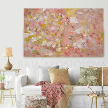 Coral Wall Art, Rose Gold Leaf Original Painting, Elegant Art with Tender Pastel Colors, Gift For Her, Original Art, Oil Painting, Julia Apostolova, Modern Decor, Nursery Art Decor, Elegant Painting, Art over Sofa, Interior, Decor, Wall Art, Copper Leaf, Rose Gold Wall Art, Coral Painting, Light Pink