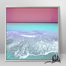 Pink Sky and Turquoise Waters Canvas Pastel Wall Art Ocean Beach Photography, Minimal Coastal Print