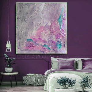 Gray Purple Wall Art Abstract Painting, Romantic Wall Art Canvas, Scent of Provence, Gray Painting, Pink, Purple Art, Wall Art, Abstract Painting, Modern Wall Decor, Romance, Decor, Interior, Office, Bedroom Art, Living Room, Grey, Large Wall Art, Minimimalist Painting, Abstract Painting, Canvas Print, Textured Canvas, Modern Art, Art over Bed