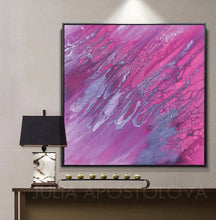 Purple Wall Art, Large Abstract Canvas Print, Romantic Purple Minimalist Painting, Girl Room Decor, Purple Abstract,  Julia Apostolova, Purple Silver Art