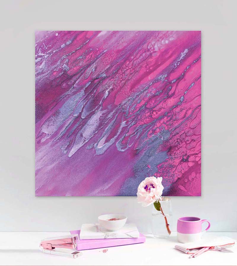 Modern Girly Pink Coral Purple Abstract Paint Canvas Print by La Femme